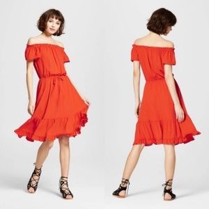 Mossimo orange off the shoulder dress size small